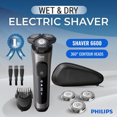 Máy cạo râu Philips Chính hãng - Series 6000 -  cạo ướt/khô - công nghệ SenseIQ - S6600/90 | JapanSport