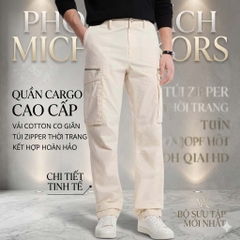 Quần Michael Kors Chính Hãng -  Stretch Cotton Poplin Cargo Pants - Màu be sữa | JapanSport CS5304LHBY