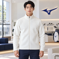 Áo Dài Tay Nam Mizuno Chính Hãng - Breath Thermo Ripple Quilt Hybrid - màu trắng | JapanSport B2MC151002