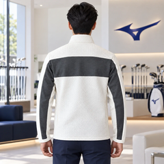 Áo Dài Tay Nam Mizuno Chính Hãng - Breath Thermo Ripple Quilt Hybrid - màu trắng | JapanSport B2MC151002