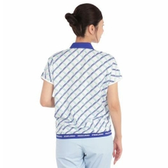 Áo Polo Mizuno Nữ Chính Hãng - Dry Aeroflow MG Logo Short Sleeve Shirt  - Màu Trắng Xanh | JapanSport E2MAC202-91
