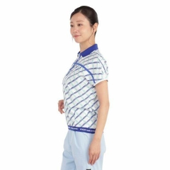Áo Polo Mizuno Nữ Chính Hãng - Dry Aeroflow MG Logo Short Sleeve Shirt  - Màu Trắng Xanh | JapanSport E2MAC202-91