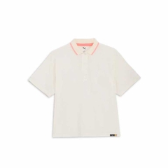 Áo Polo Puma Chính Hãng - Women's short-sleeved ribbed collar golf polo shirt FOG - Màu Trắng | JapanSport  633352-04