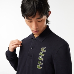 Áo polo Lacoste Chính hãng - Men's Long Sleeve Original L.12.12 Multi Badge Polo - Màu Xanh Đen | JapanSport  PH3462-51-HDE
