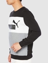 Áo Dài Tay Puma Chính hãng - ESS + BLOCK Crew -  Đen/Trắng | JapanSport 849561-01
