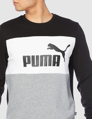 Áo Dài Tay Puma Chính hãng - ESS + BLOCK Crew -  Đen/Trắng | JapanSport 849561-01