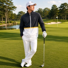 Áo Khoác Puma Chính Hãng - PUMA golf jacket in FOGv colorway - Màu Đen/Trắng  | JapanSport 633293-01