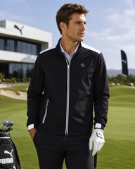 Áo Khoác gió Nam Puma Chính Hãng - Golf Stretch Tafuta Backside Logo Jacket - Màu đen | JapanSport 630363-01
