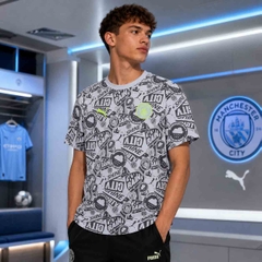 Áo Phông Nam Puma Chính hãng - Manchester City FtblCulture All-Over Print Tee Men - Màu Xám  | JapanSport 782672-25