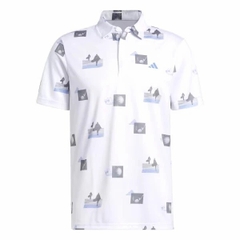 Áo Polo Adidas Nam Chính Hãng - Allover-Print Golf Polo Shirt - Màu Trắng| JapanSport HR7998