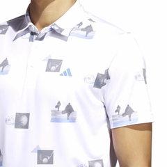 Áo Polo Adidas Nam Chính Hãng - Allover-Print Golf Polo Shirt - Màu Trắng| JapanSport HR7998
