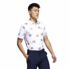 Áo Polo Adidas Nam Chính Hãng - Allover-Print Golf Polo Shirt - Màu Trắng| JapanSport HR7998