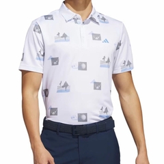Áo Polo Adidas Nam Chính Hãng - Allover-Print Golf Polo Shirt - Màu Trắng| JapanSport HR7998