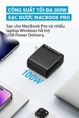 Sạc nhanh Anker chính hãng - 317 100W màu đen – Kèm cáp USB-C to USB-C 1,5m | JapanSport