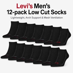 Set 12 đôi tất Levi's Chính Hãng - Vớ cổ thấp, không lộ cổ chân - Màu Đen  | JapanSport 701234320-001-803