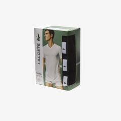Set 3 Áo Phông Lacoste Chính Hãng -Cotton Shirt Regular Fit V-Neck - Màu Đen | JapanSport TH3444-51-031