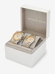 Set Đồng hồ Michael Kors Chính hãng - Lennox His and Hers Pavé Two-Tone - Màu vàng | JapanSport MK7503SET