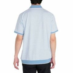 Áo Polo Mizuno Chính Hãng - Knit jacquard gingham short-sleeved ribbed collar - Màu Xanh| JapanSport E2MAC019-28