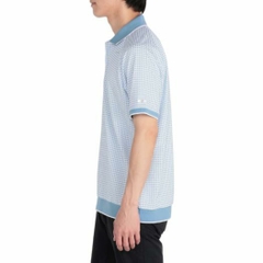 Áo Polo Mizuno Chính Hãng - Knit jacquard gingham short-sleeved ribbed collar - Màu Xanh| JapanSport E2MAC019-28