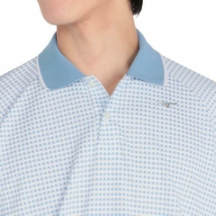 Áo Polo Mizuno Chính Hãng - Knit jacquard gingham short-sleeved ribbed collar - Màu Xanh| JapanSport E2MAC019-28