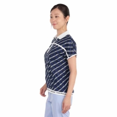 Áo Polo Mizuno Nữ Chính Hãng - Dry Aeroflow MG Logo Short Sleeve Shirt  - Màu Navy | JapanSport E2MAC202-94