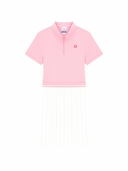Set váy Sergio Tacchinui chính hãng | Jersey Mix Pleats Collared Dress- Light Pink | Japansport TWOP10741GP001-PKL