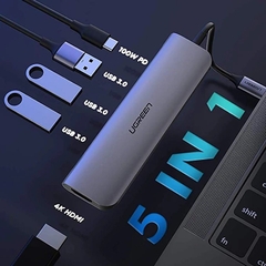 Cổng chuyển đổi USB HUB Ugreen 5in1 Chính hãng - CM136/USB-C | JapanSport