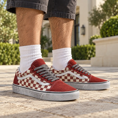 Giày Nam Nữ Vans Chính Hãng - Stressed Old School - Đỏ/Trắng - JapanSport - VN0007NTY52