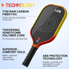Vợt Pickleball DGYGQ chính hãng | T700SC Power Carbon Fiber - Màu cam | JapanSport