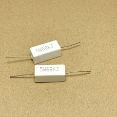 5 cái iện trở sứ 5W 68Kohm 68KR 68K kiểu ngang 9x22mm