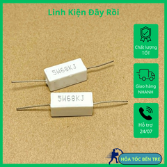 5 cái iện trở sứ 5W 68Kohm 68KR 68K kiểu ngang 9x22mm