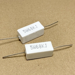 5 cái iện trở sứ 5W 68Kohm 68KR 68K kiểu ngang 9x22mm