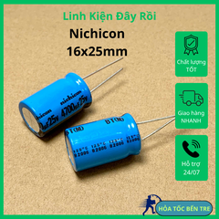 2 cái tụ điện hóa 25V4700uF 25V 4700uF hãng Nichicon BT kích thước 16x25mm