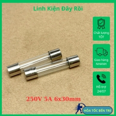 5 cái cầu chì ống 250V 5A kích thước 6x30mm