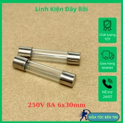 5 cái cầu chì ống 250V 8A kích thước 6x30mm