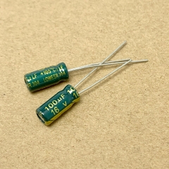 10 sản phẩm tụ điện hóa 100uF 16V 100uF16V ±20% 5x11mm xanh lá