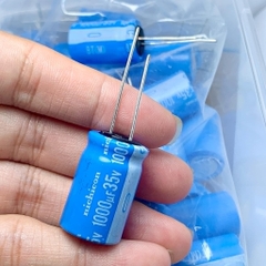 2 cái tụ điện hóa 1000uF 35V 35V1000uF NICHICON BT xanh lơ 16x25mm