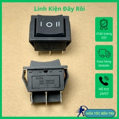 Công tắc hình con thuyền KCD4 16A 250VAC 3 chế độ 6 chân màu đen kích thước 31x25mm