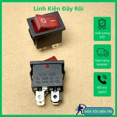 5 cái công tắc bập bênh KCD1 250V 6A 4 chân 2 chế độ màu đỏ có đèn 20x15mm