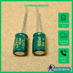 10 cái tụ điện hóa 100uF 50V 100uF50V  50V 100uF 8x12MM xanh lá