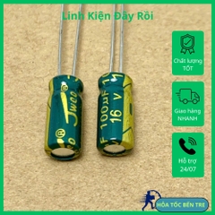 10 sản phẩm tụ điện hóa 100uF 16V 100uF16V ±20% 5x11mm xanh lá