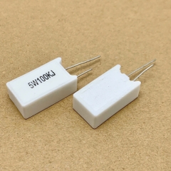 4 cái điện trở sứ 5W 100Kohm 100KR 104 kiểu chân dọc