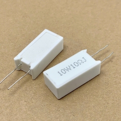 4 cái điện trở sứ 10W 10ohm 10R 100 kiểu chân dọc 16x35mm