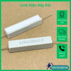 5 cái điện trở sứ 10W 20ohm 20R kiểu chân ngang 47x10x8mm