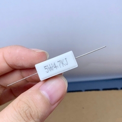 5 cái điện trở sứ 5W 4.7Kohm 4.7KR 4KR7 chân ngang 22x10x10mm
