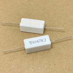 10 sản phẩm điện trở sứ 5W 47Kohm 47KR 473 chân ngang