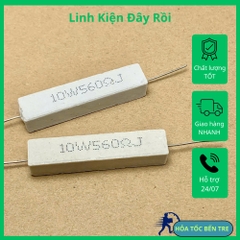 5 cái điện trở sứ 10W 560ohm 560R 560RJ kích thước 48x10x10mm