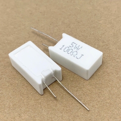 5 cái điện trở sứ RX27 5W 100R 100RJ 100ohm chân dọc