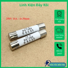 10 cái cầu chì ống thủy tinh 250V 16A kích thước 6x30mm