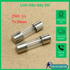 10 cái cầu chì ống thủy tinh 250V 3A kích thước 5x20mm